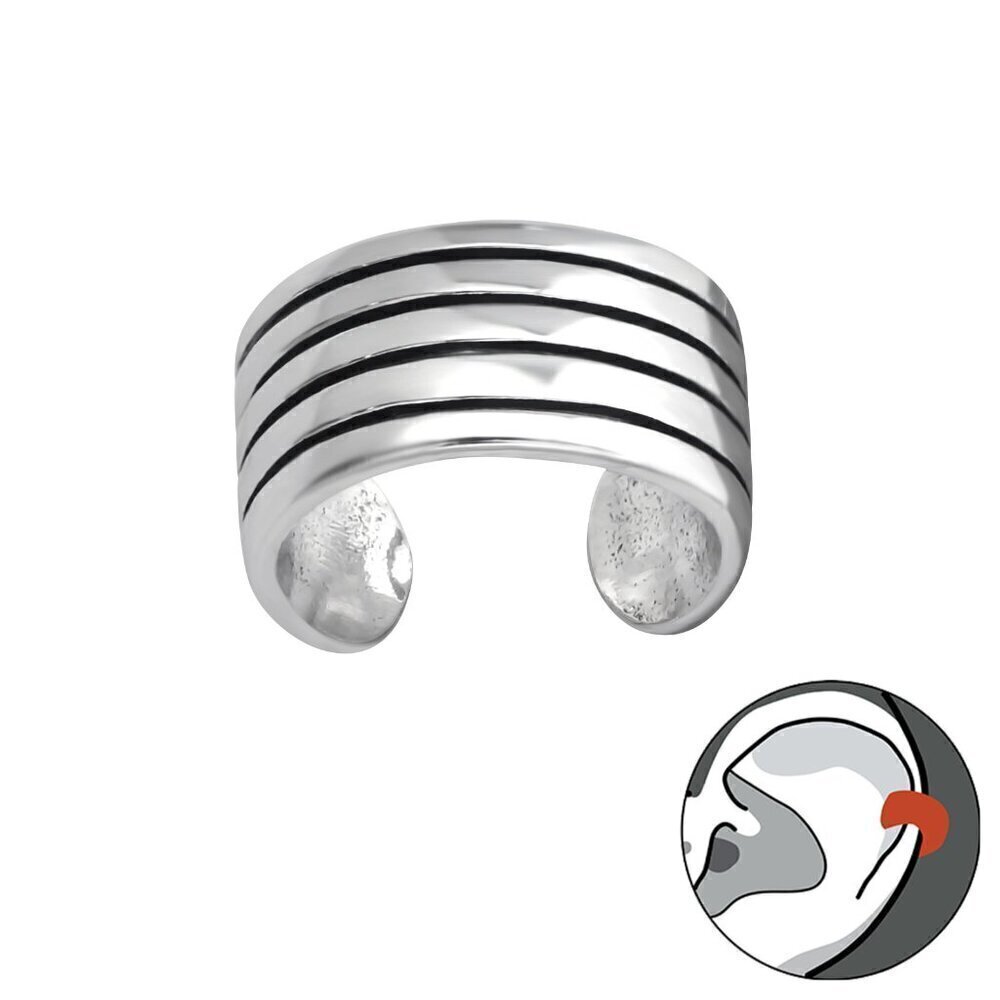 Sterling Silver Ribbed Ear Cuff – Hypoallergenic and Minimalist​